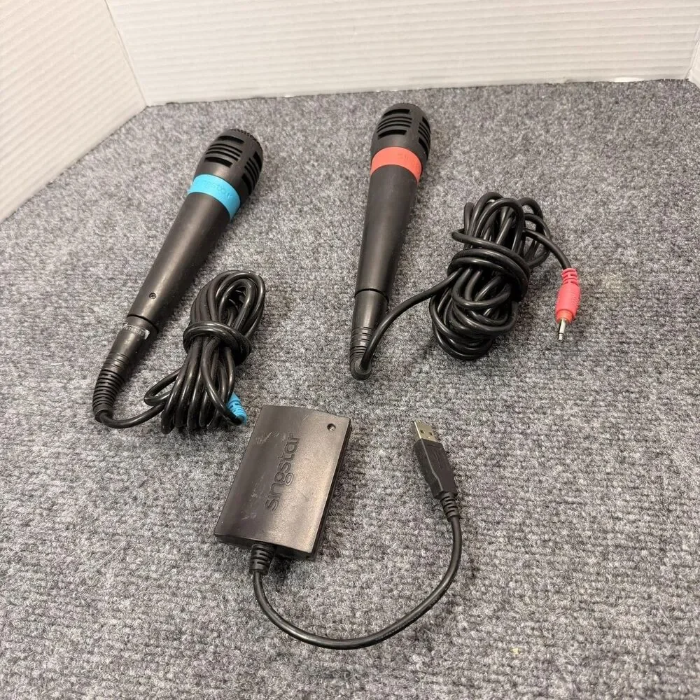 SingStar USB Converter 2 Wired Microphones Sony PlayStation 2 PS2 PS3 PC Black